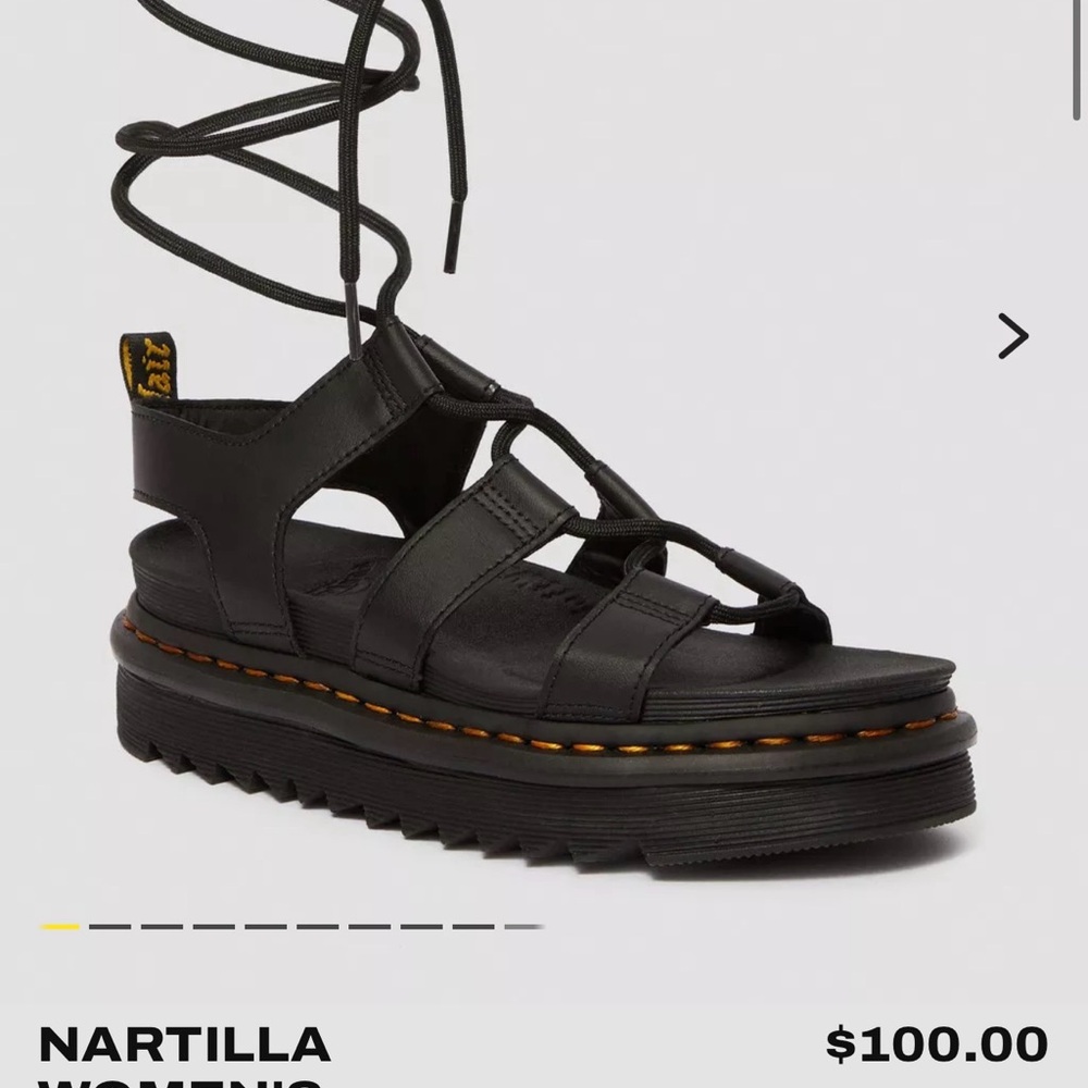 Dr. Martens Nartilla Gladiator Black Leather Strappy Platform Sandals
